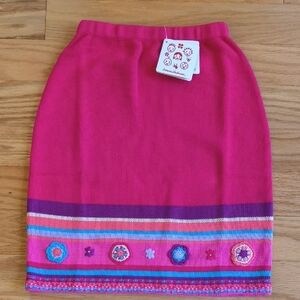 Hanna Andersson, Pink Knit/Sweater Pencil Skirt w/ Floral Details, Size 8 NWT